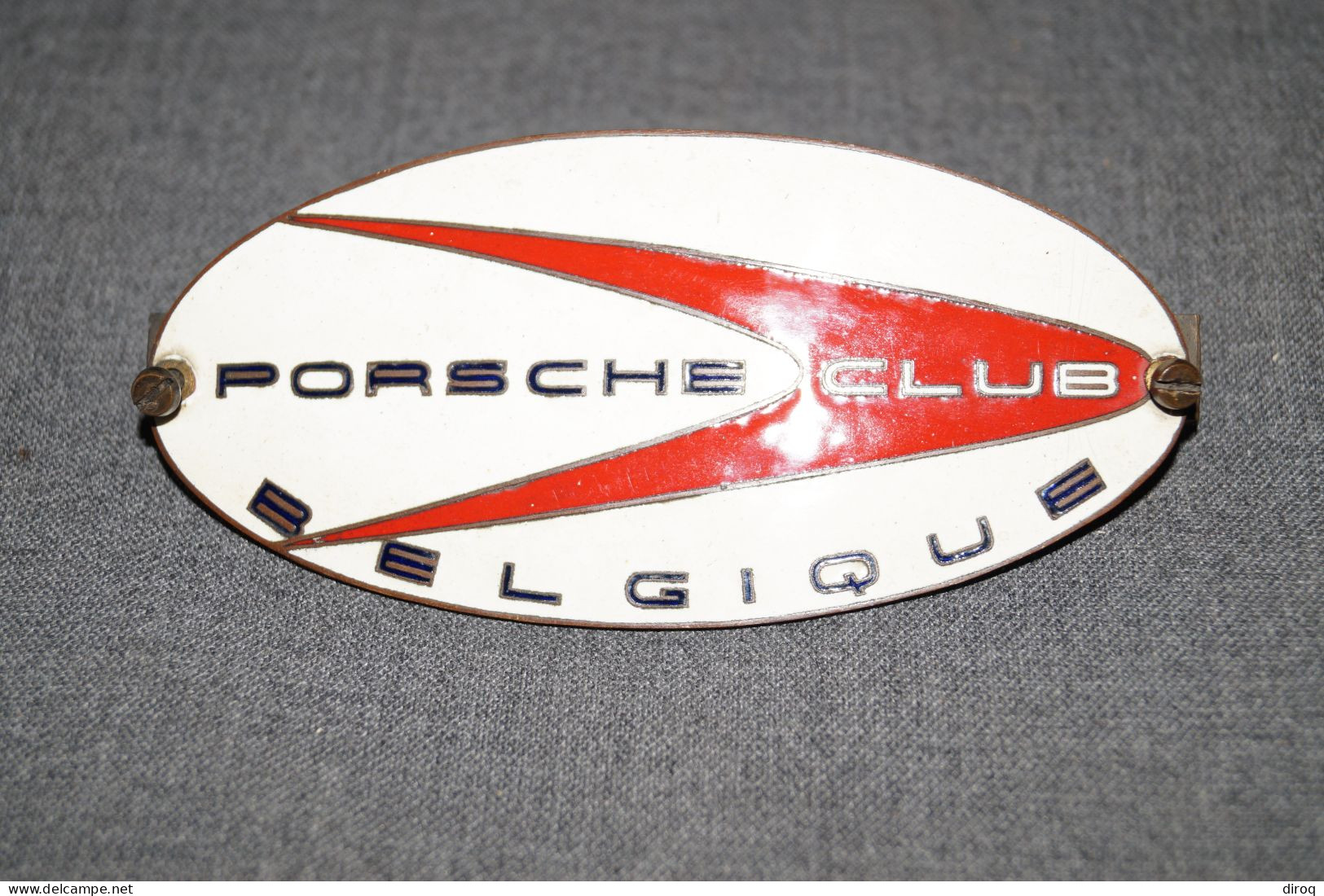 RARE Ancienne Plaque émaillé Porsche Club Belgique,très Bel état,original,ancienne,120 Mm./55 Mm. - Automobile