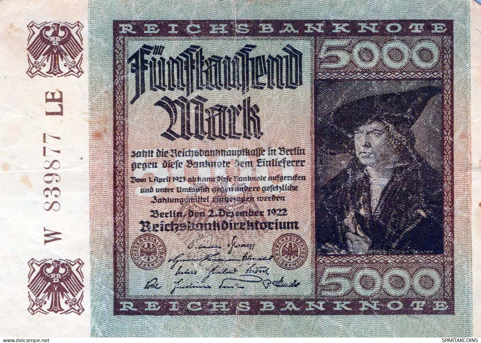 5000 MARK 1922 Stadt BERLIN DEUTSCHLAND Papiergeld Banknote #PL056 - Lokale Ausgaben