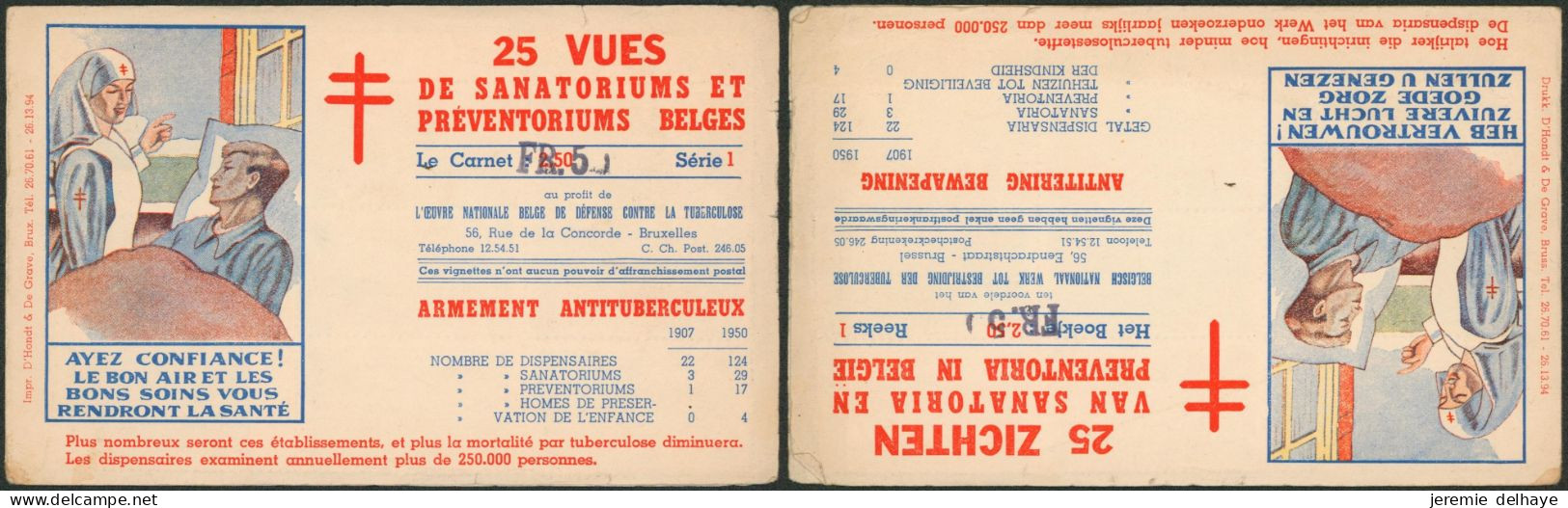 Erinnophilie - Carnet De Vignette Antituberculeux (25 Vignette Sanatoriums) 2,5F Corrigé Par 5F Le Carnet / Complet. - Erinnophilie - Reklamemarken [E]