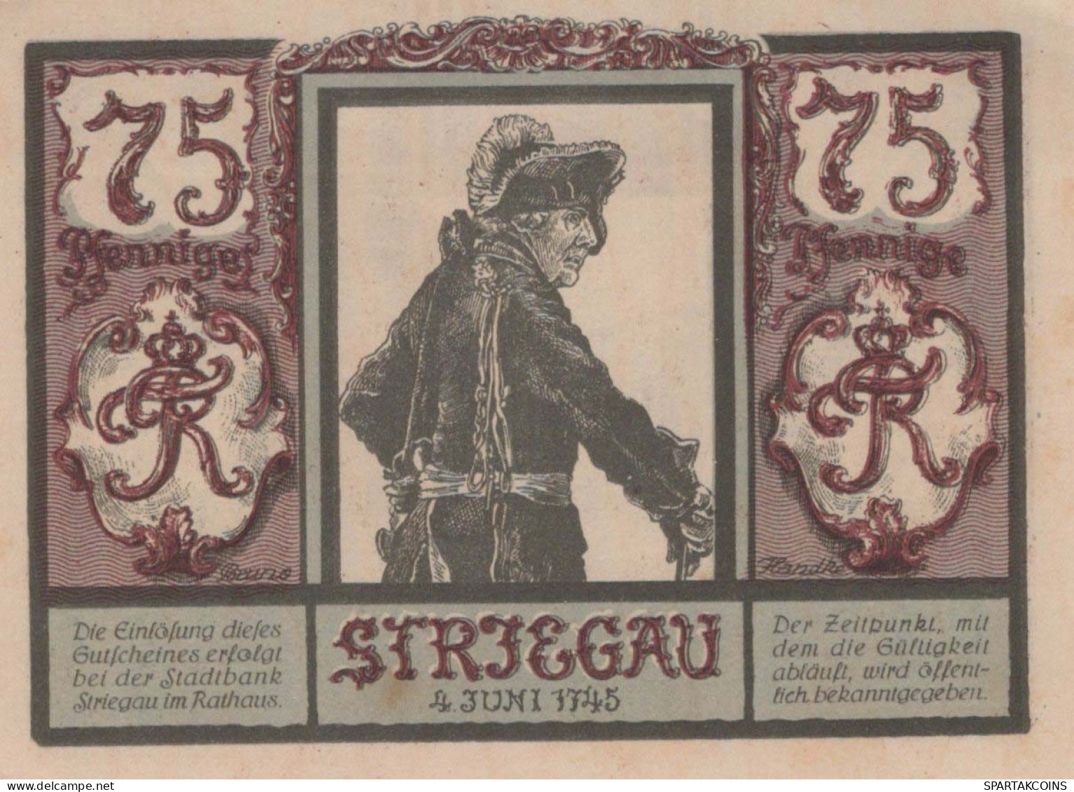 75 PFENNIG 1921 Stadt STRIEGAU Niedrigeren Silesia UNC DEUTSCHLAND Notgeld #PH490 - Lokale Ausgaben