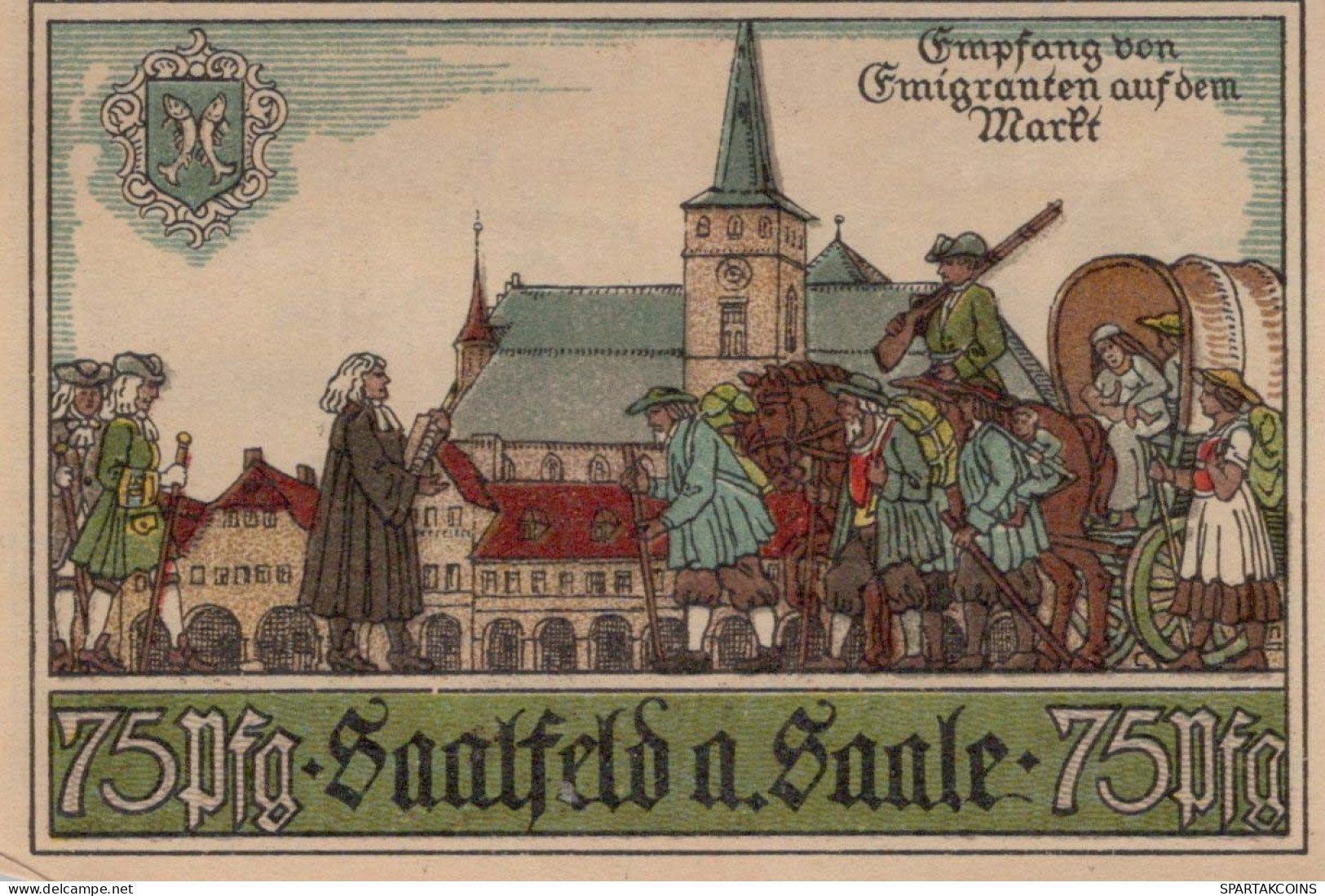 75 PFENNIG 1921 Stadt SAALFELD Thuringia UNC DEUTSCHLAND Notgeld Banknote #PJ010 - Lokale Ausgaben