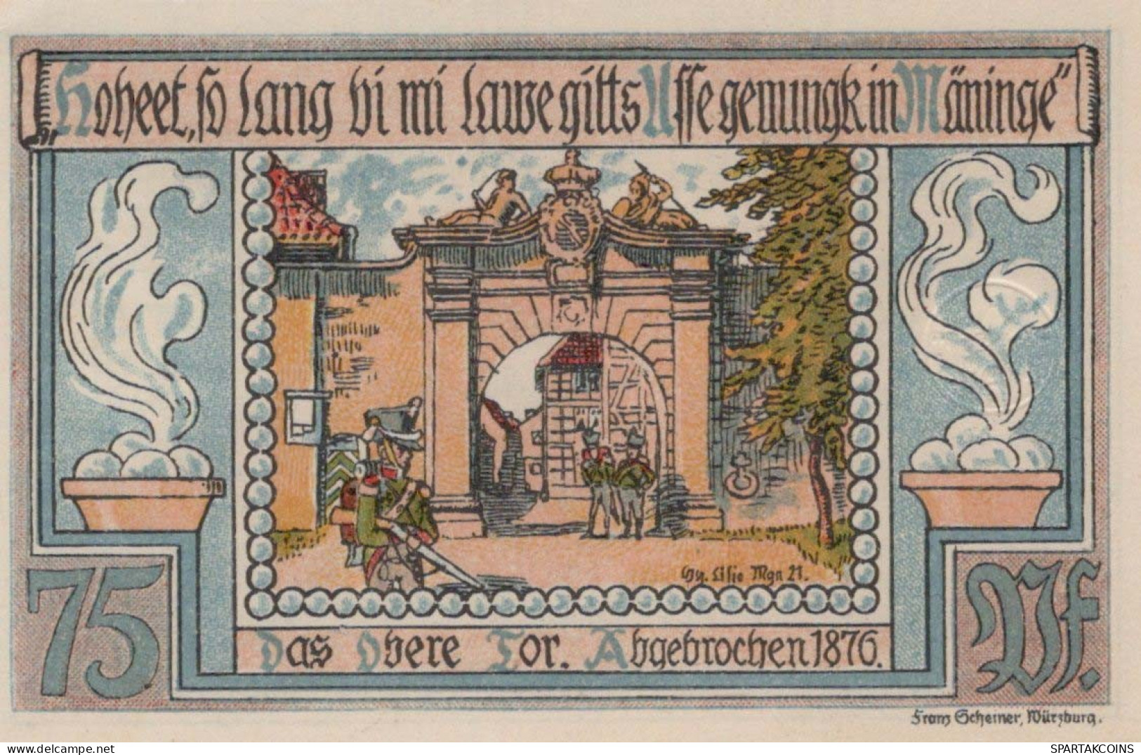75 PFENNIG 1921 Stadt MEININGEN Thuringia UNC DEUTSCHLAND Notgeld #PI713 - [11] Local Banknote Issues