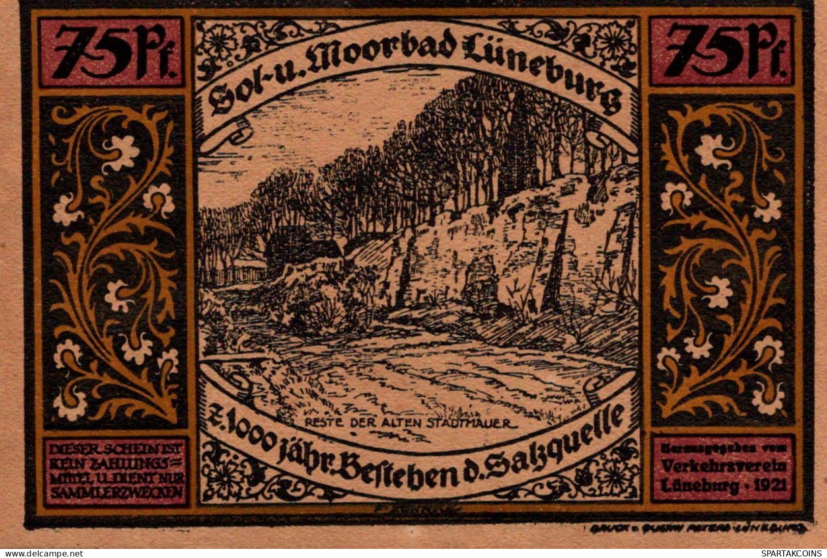 75 PFENNIG 1921 Stadt LÜNEBURG Hanover UNC DEUTSCHLAND Notgeld Banknote #PC643 - Lokale Ausgaben