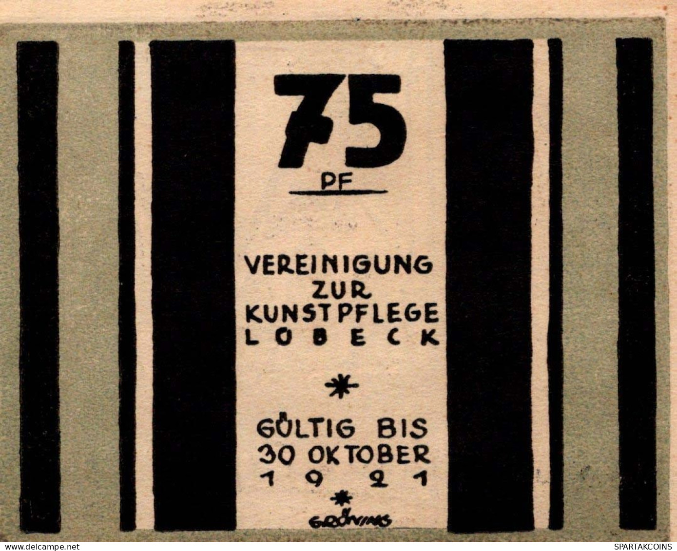 75 PFENNIG 1921 Stadt LÜBECK UNC DEUTSCHLAND Notgeld Banknote #PC456 - Lokale Ausgaben
