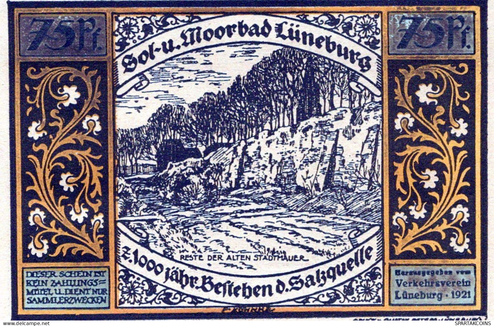 75 PFENNIG 1921 Stadt LÜNEBURG Hanover UNC DEUTSCHLAND Notgeld Banknote #PC633 - [11] Local Banknote Issues