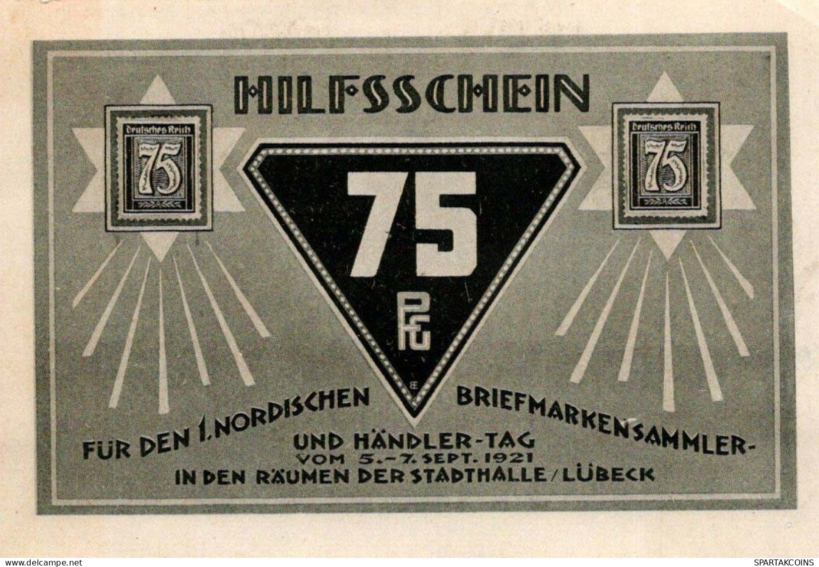 75 PFENNIG 1921 Stadt LÜBECK DEUTSCHLAND Notgeld Banknote #PJ092 - Lokale Ausgaben