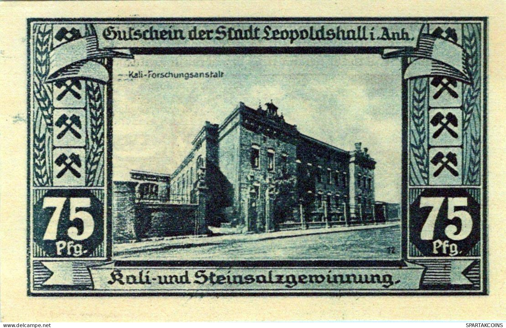 75 PFENNIG 1921 Stadt LEOPOLDSHALL Anhalt UNC DEUTSCHLAND Notgeld #PC183 - Lokale Ausgaben