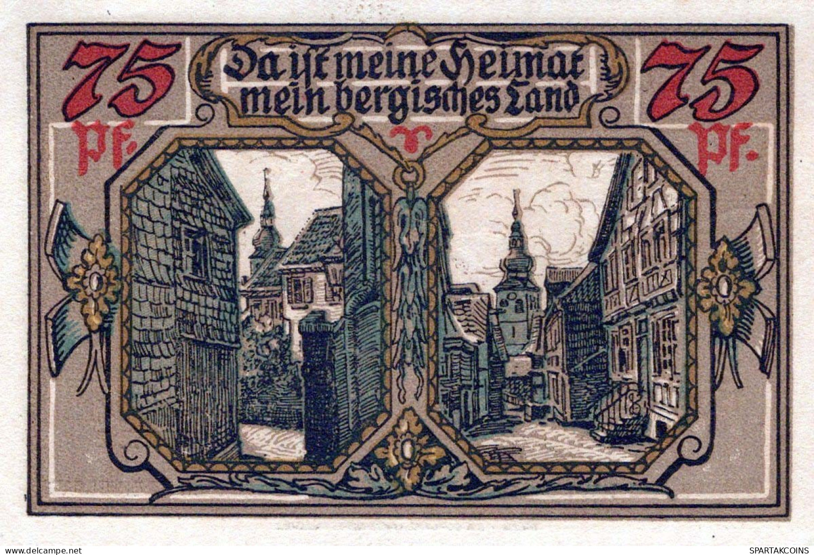 75 PFENNIG 1921 Stadt LENNEP Rhine UNC DEUTSCHLAND Notgeld Banknote #PC146 - [11] Local Banknote Issues