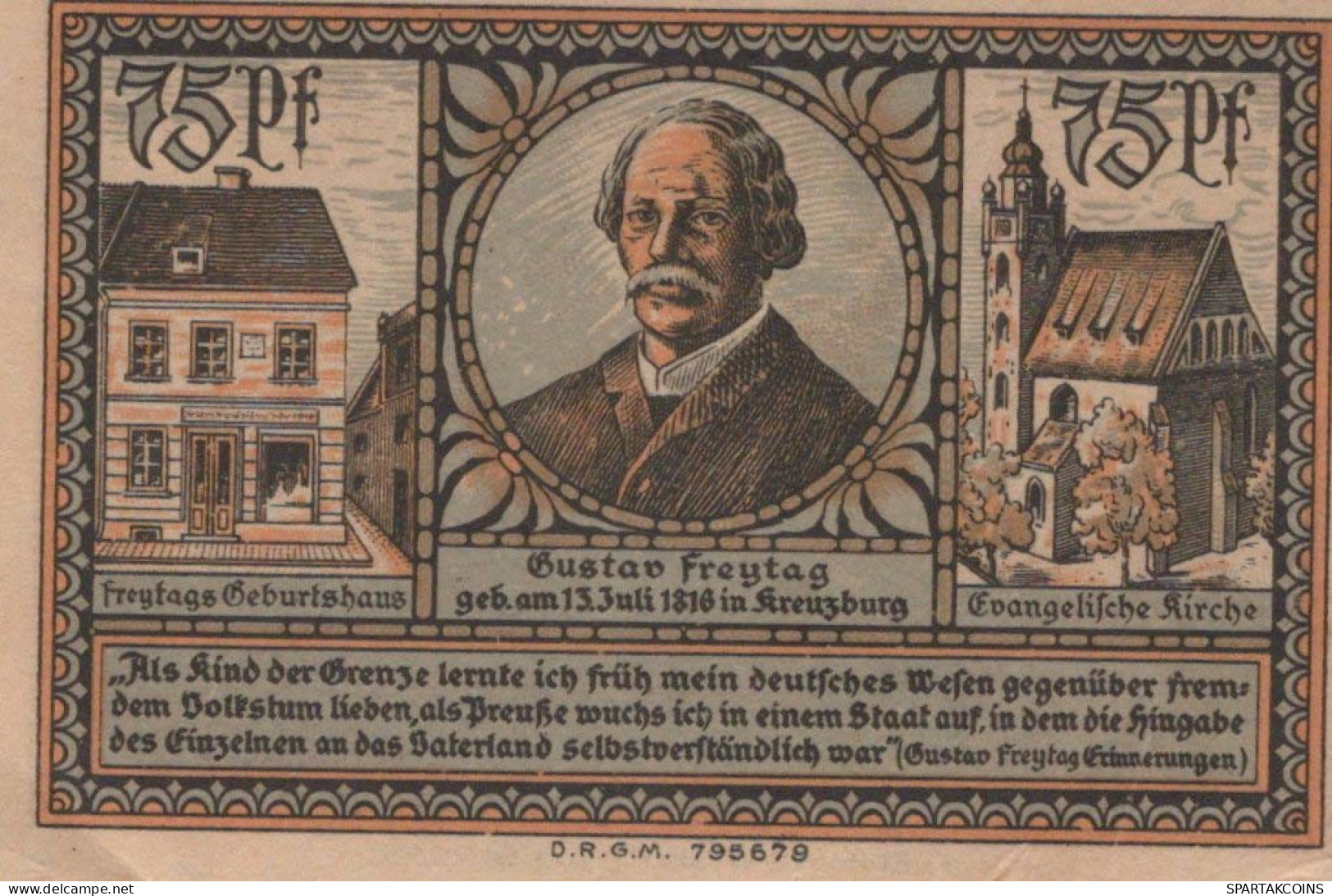 75 PFENNIG 1921 Stadt KREUZBURG Oberen Silesia UNC DEUTSCHLAND Notgeld #PH681 - [11] Local Banknote Issues