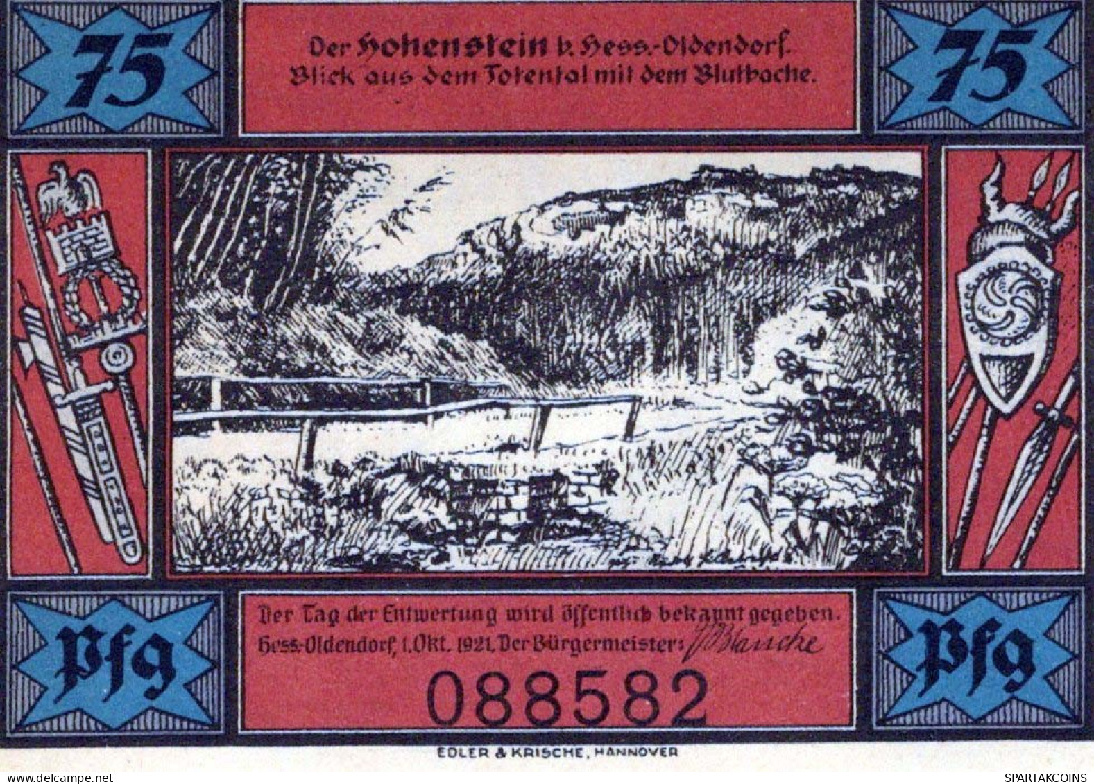 75 PFENNIG 1921 Stadt HESSISCH OLDENDORF Hesse-Nassau UNC DEUTSCHLAND #PH972 - [11] Local Banknote Issues