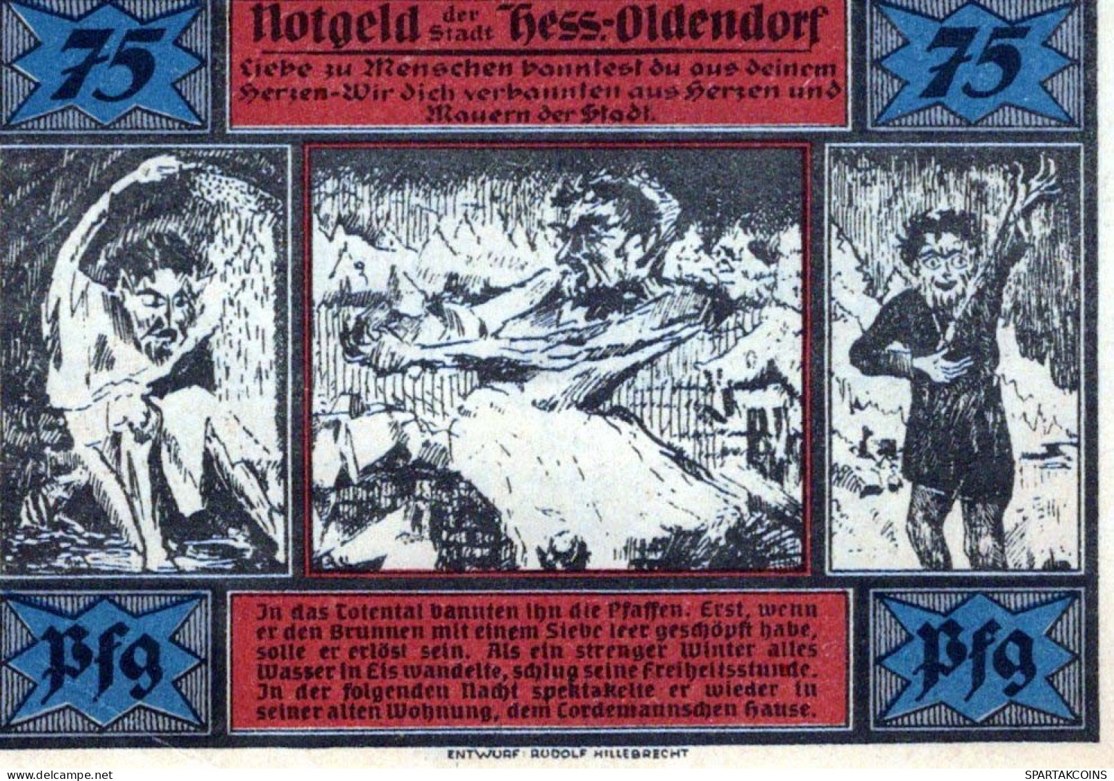 75 PFENNIG 1921 Stadt HESSISCH OLDENDORF Hesse-Nassau DEUTSCHLAND Notgeld #PF641 - Lokale Ausgaben