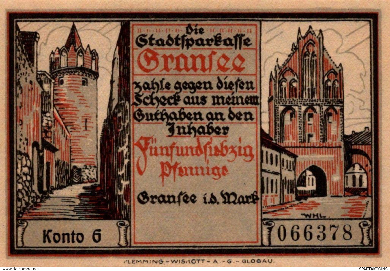 75 PFENNIG 1921 Stadt GRANSEE Brandenburg UNC DEUTSCHLAND Notgeld #PD029 - [11] Local Banknote Issues