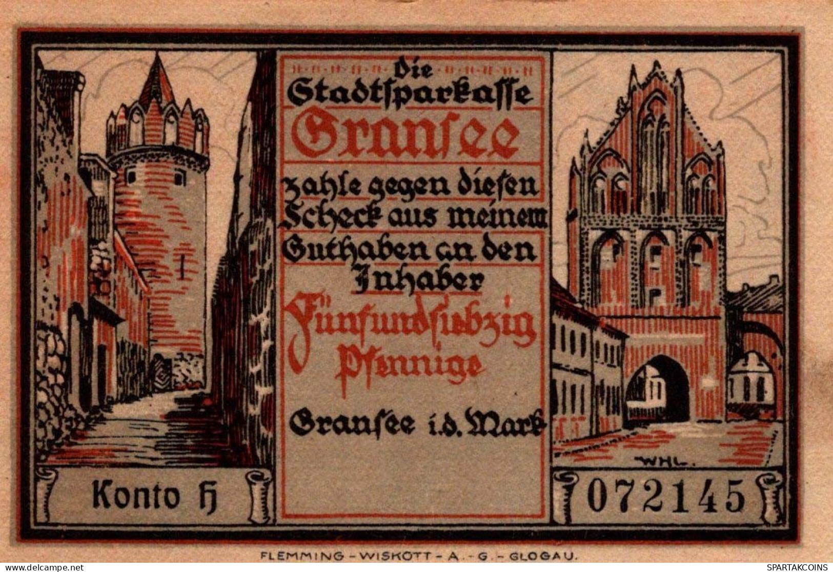 75 PFENNIG 1921 Stadt GRANSEE Brandenburg UNC DEUTSCHLAND Notgeld #PD034 - [11] Local Banknote Issues