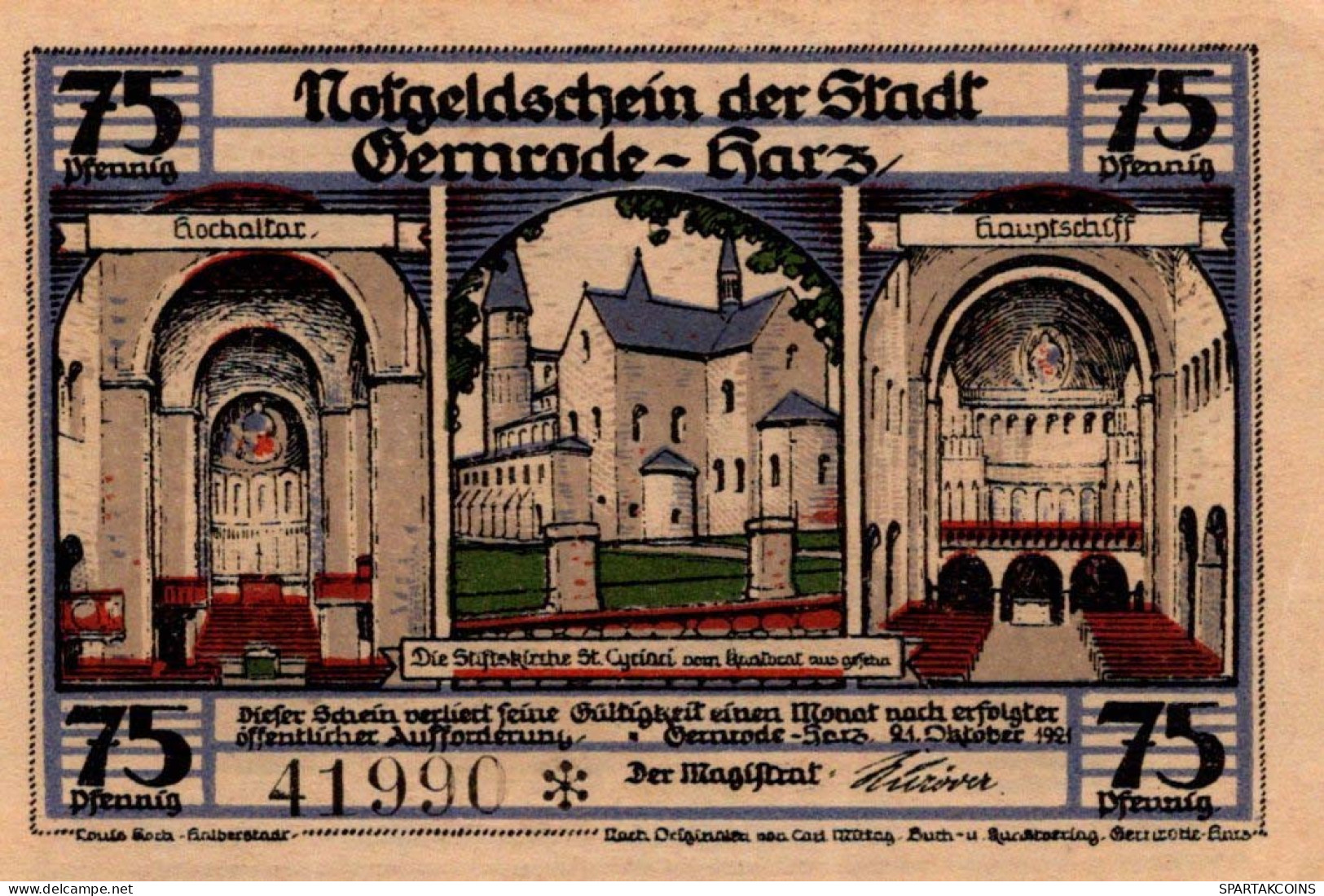 75 PFENNIG 1921 Stadt GERNRODE IM HARZ Anhalt UNC DEUTSCHLAND Notgeld #PH571 - [11] Emissions Locales
