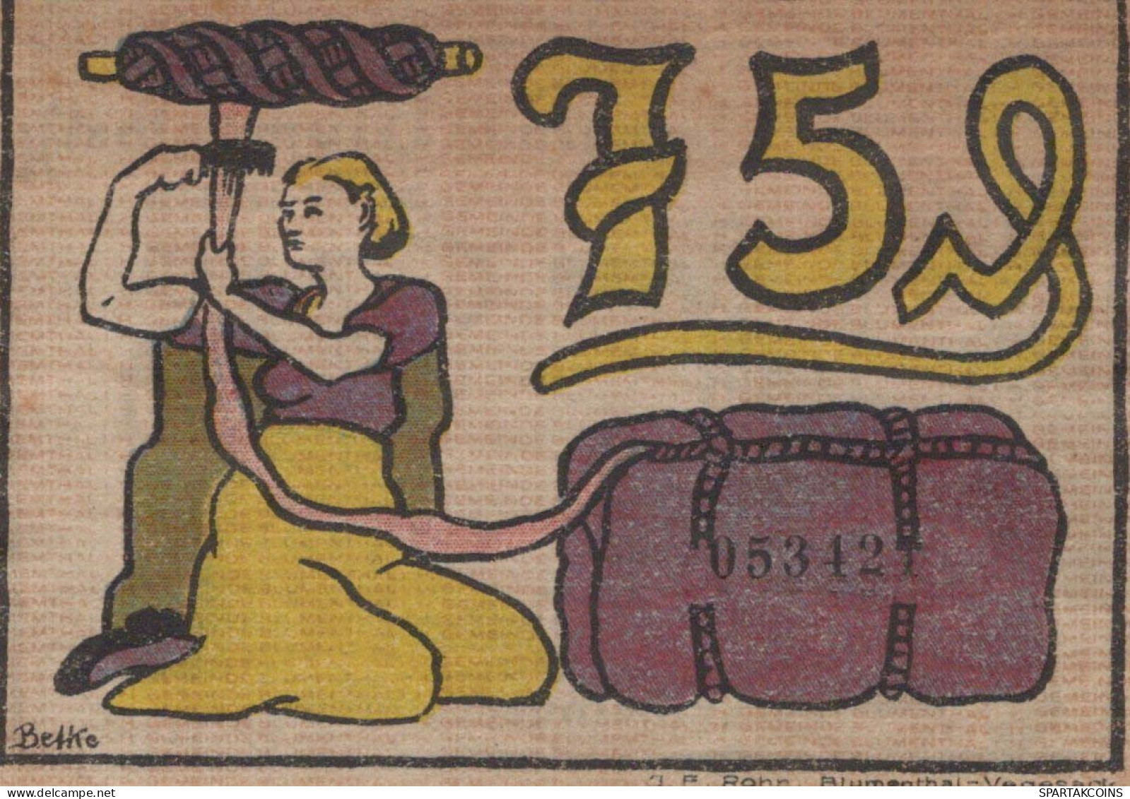 75 PFENNIG 1921 Stadt BLUMENTHAL IN HANNOVER Hanover DEUTSCHLAND Notgeld #PF823 - [11] Local Banknote Issues