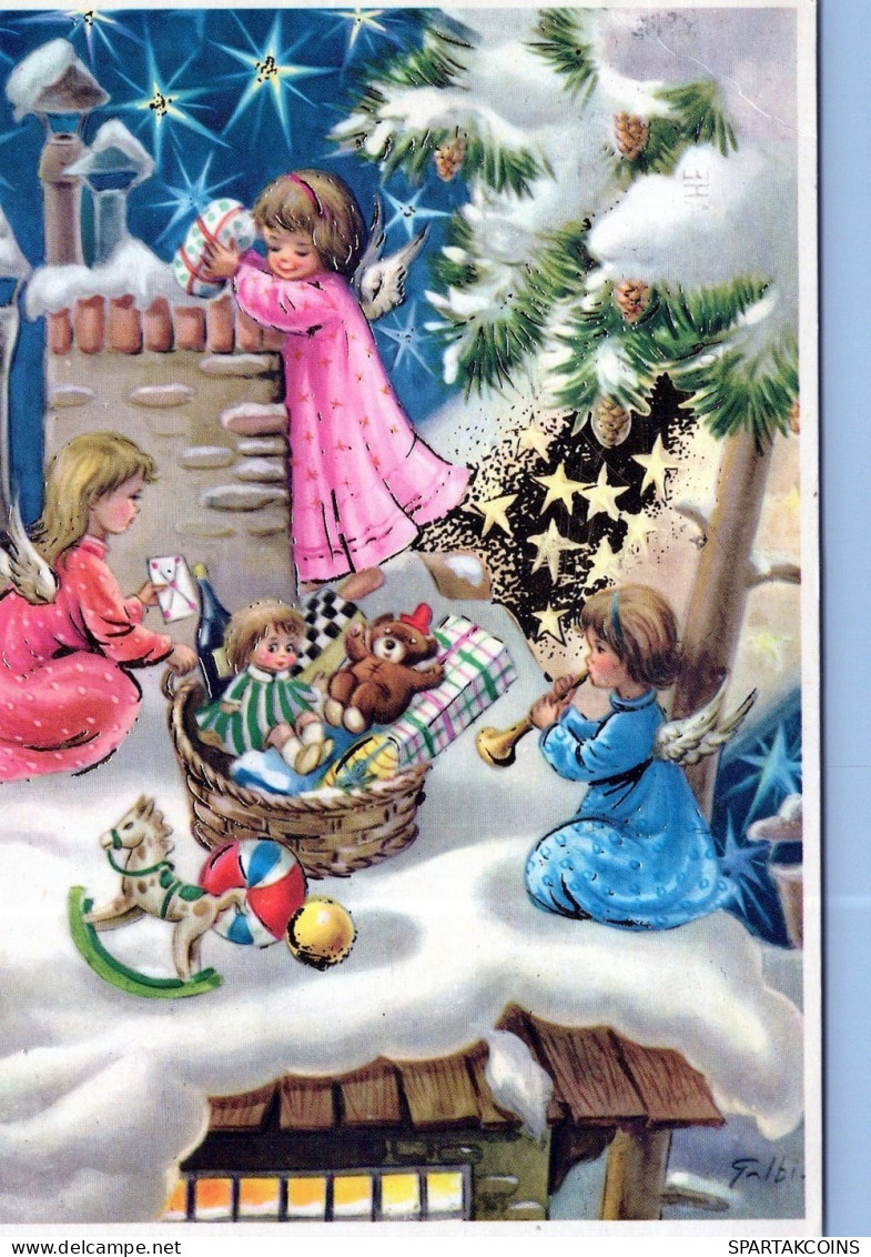 ANGEL CHRISTMAS Holidays Vintage Postcard CPSM #PAG990.GB - Angels