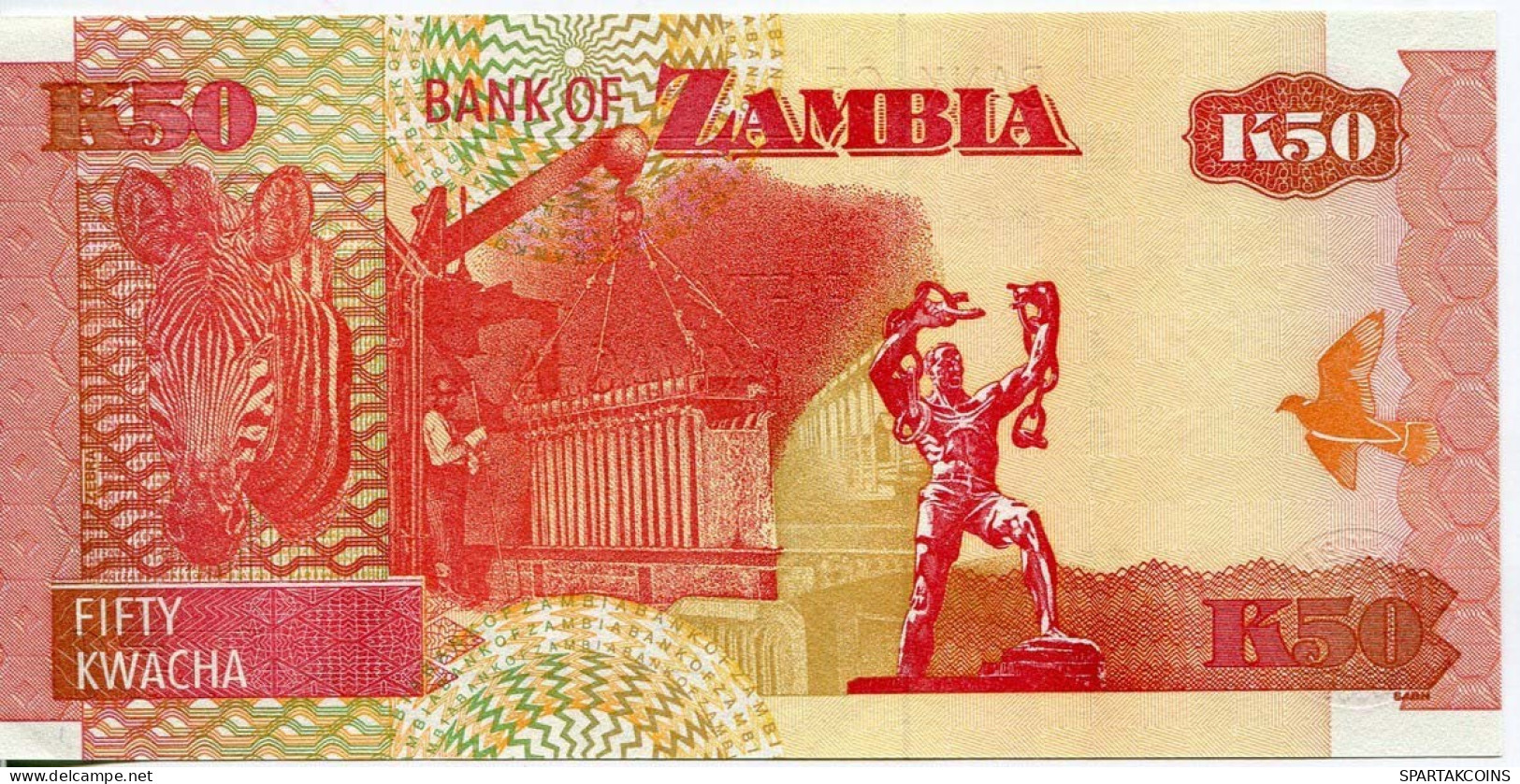 ZAMBIA 50 KWACHA 2007 Zebra Head/Orlan Paper Money Banknote #P10114 - [11] Local Banknote Issues