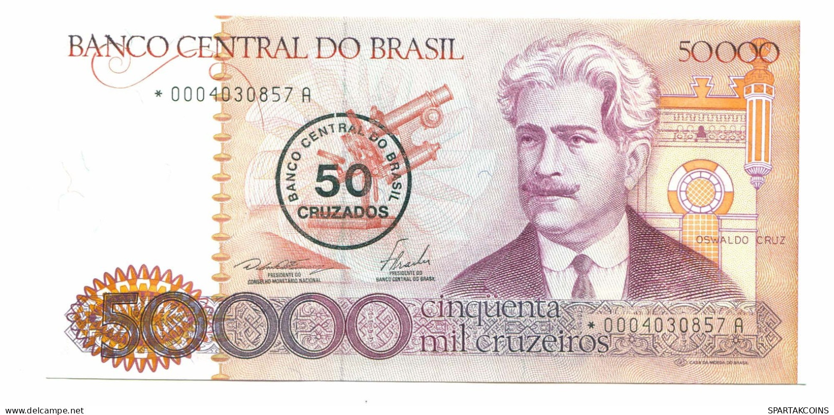 BRAZIL REPLACEMENT NOTE Star*A 50 CRUZADOS ON 50000 CRUZEIROS 1986 UNC P10988.6 - [11] Emissions Locales