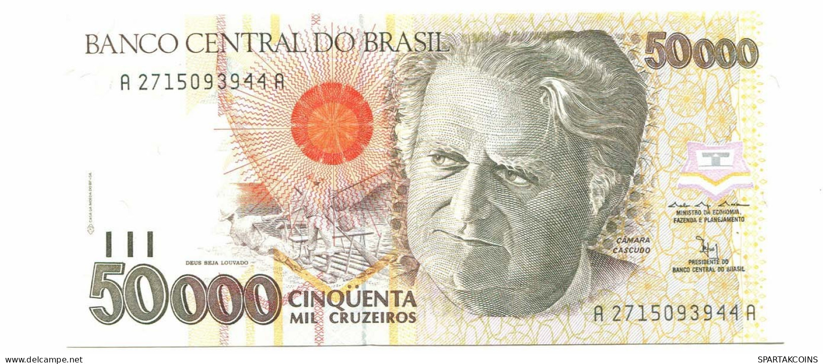 BRASIL 50000 CRUZEIROS 1993 UNC Paper Money Banknote #P10890.4 - [11] Emissions Locales