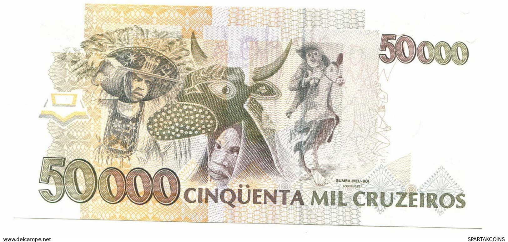 BRASIL 50000 CRUZEIROS 1993 UNC Paper Money Banknote #P10888.4 - [11] Local Banknote Issues
