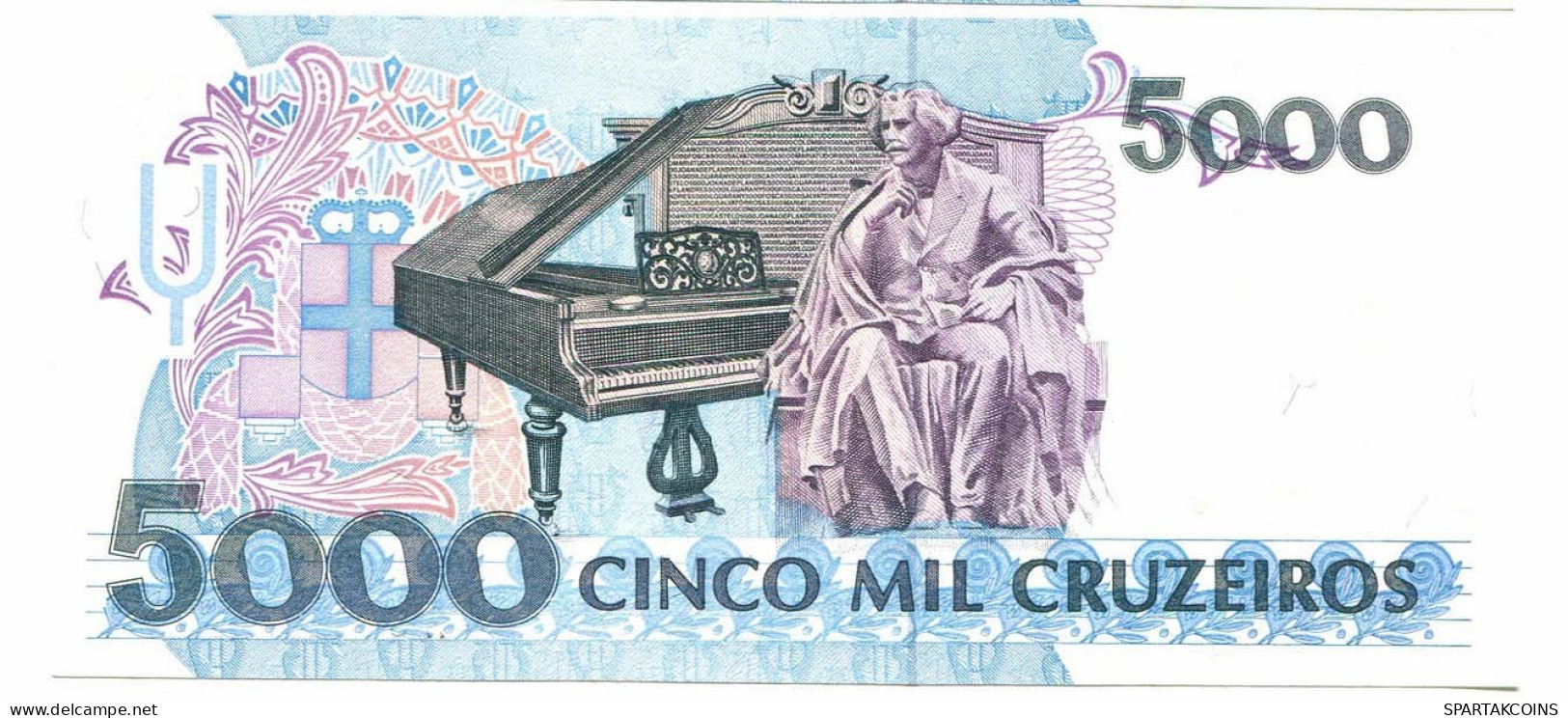 BRASIL 5000 CRUZEIROS 1993 UNC Paper Money Banknote #P10883.4 - [11] Local Banknote Issues