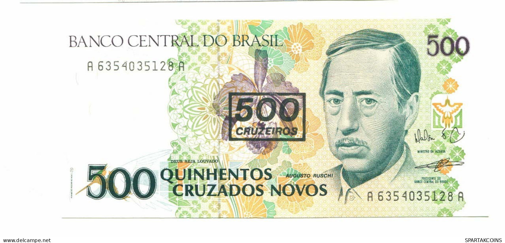 BRASIL 500 CRUZADOS 1990 UNC Paper Money Banknote #P10868.4 - [11] Emissions Locales