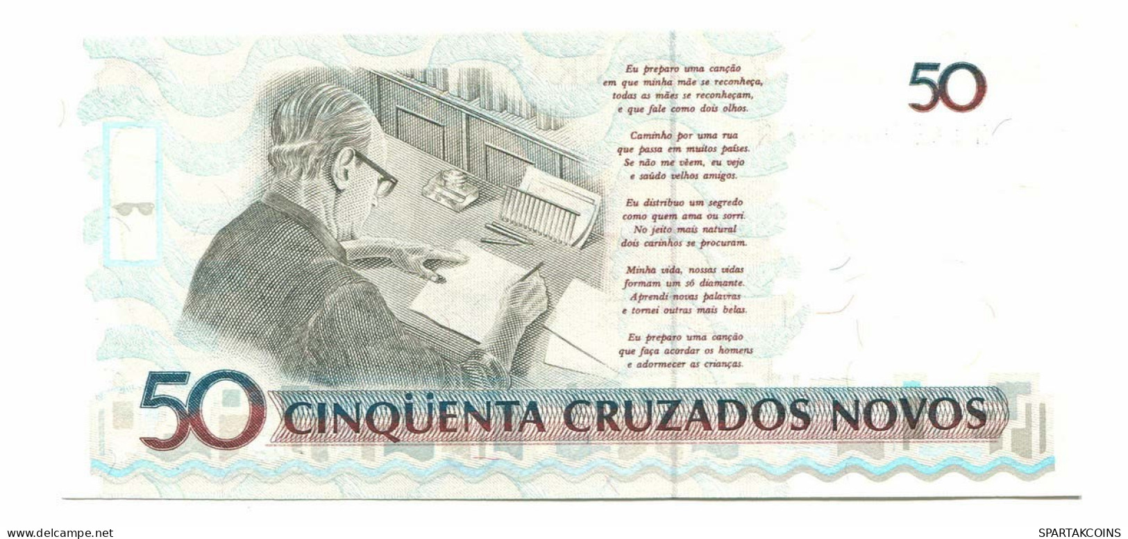 BRASIL 50 CRUZADOS 1990 UNC Paper Money Banknote #P10846.4 - [11] Local Banknote Issues