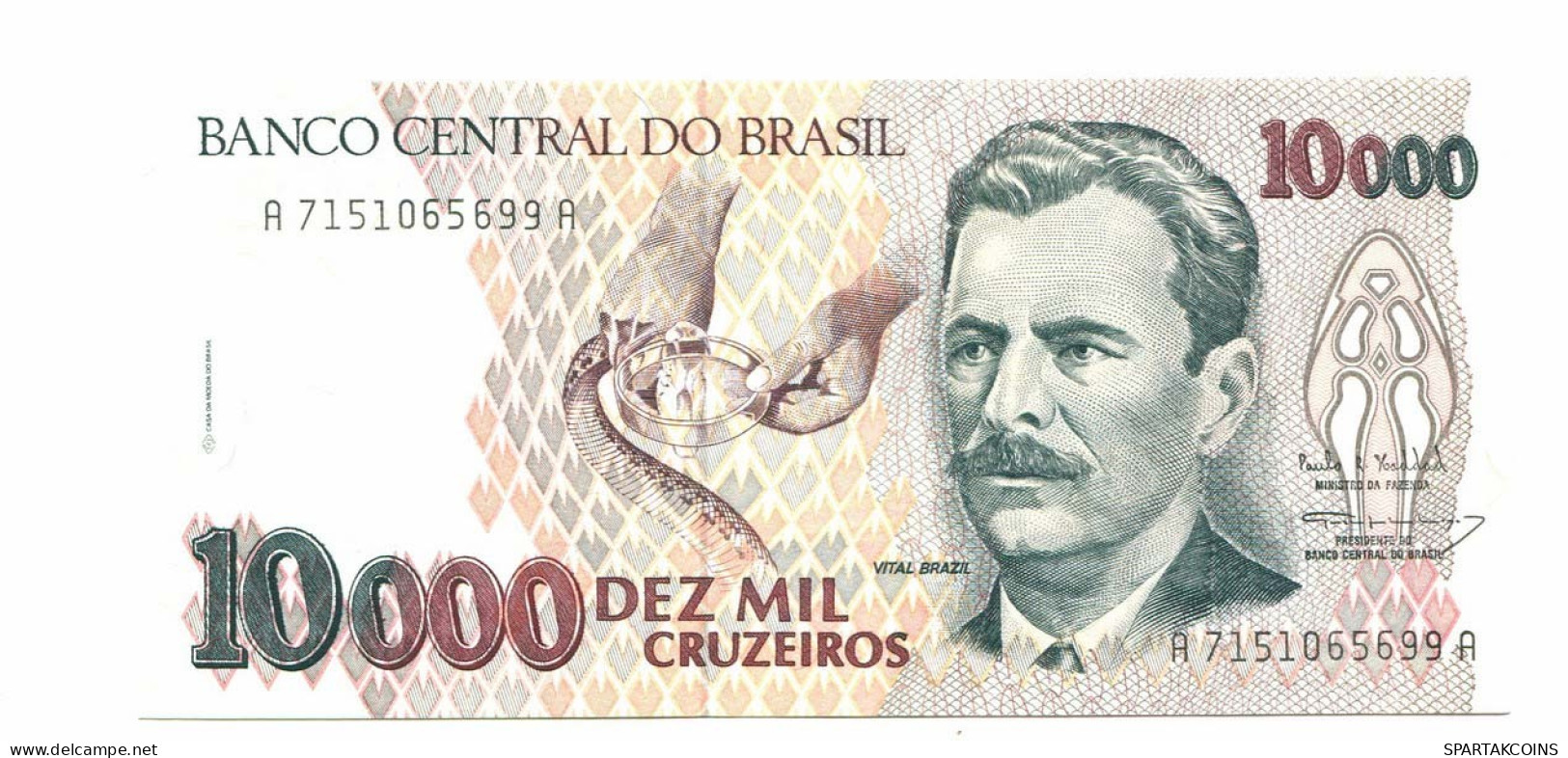 BRASIL 10000 CRUZEIROS 1993 UNC Paper Money Banknote #P10886.4 - [11] Emisiones Locales