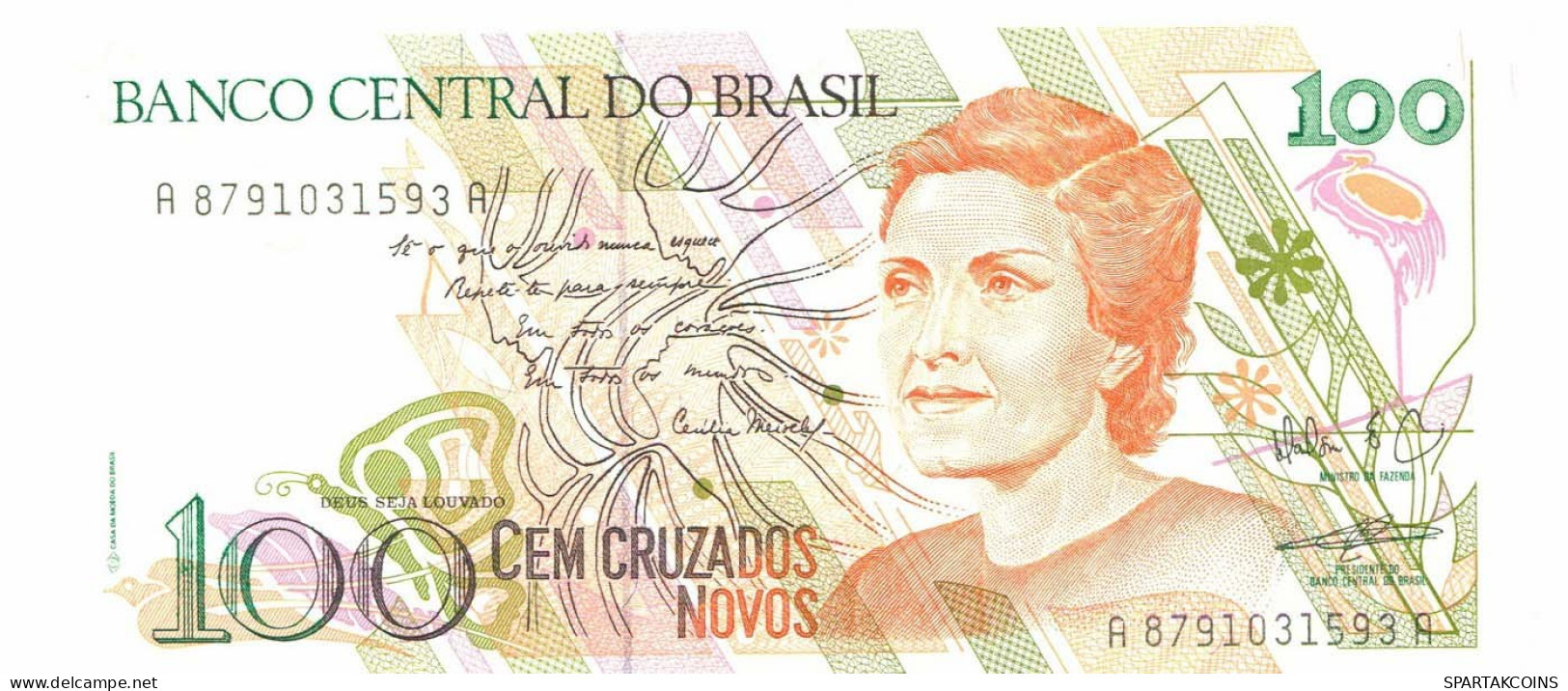 BRASIL 100 CRUZADOS 1990 UNC Paper Money Banknote #P10857.4 - [11] Emissions Locales