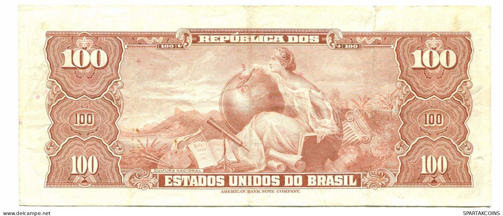 BRASIL 100 CRUZEIROS 1961 SERIE 1343A Paper Money Banknote #P10849.4 - [11] Local Banknote Issues