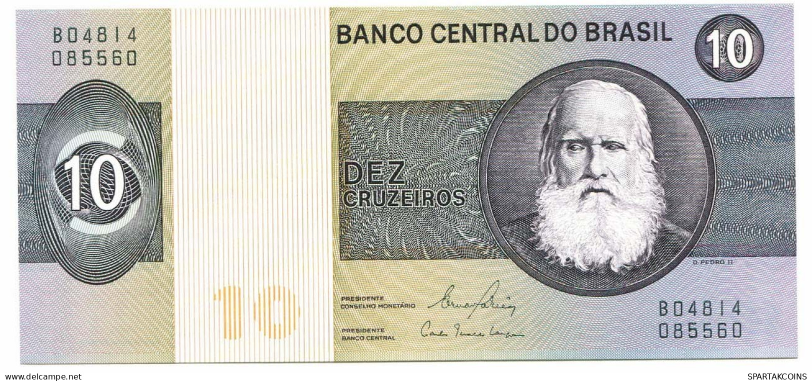 BRASIL 10 CRUZEIROS 1970 UNC Paper Money Banknote #P10836.4 - [11] Local Banknote Issues