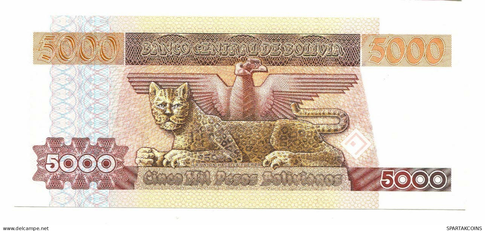 BOLIVIA 5000 PESOS BOLIVIANOS 1984 AUNC Paper Money Banknote #P10810.4 - [11] Emissioni Locali