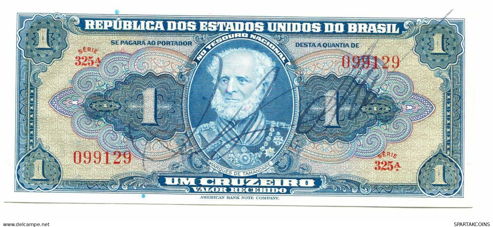 BRASIL 1 CRUZEIRO 1954 SERIE 325A Hand Signed P 132 UNC Paper Money #P10822.4 - [11] Local Banknote Issues