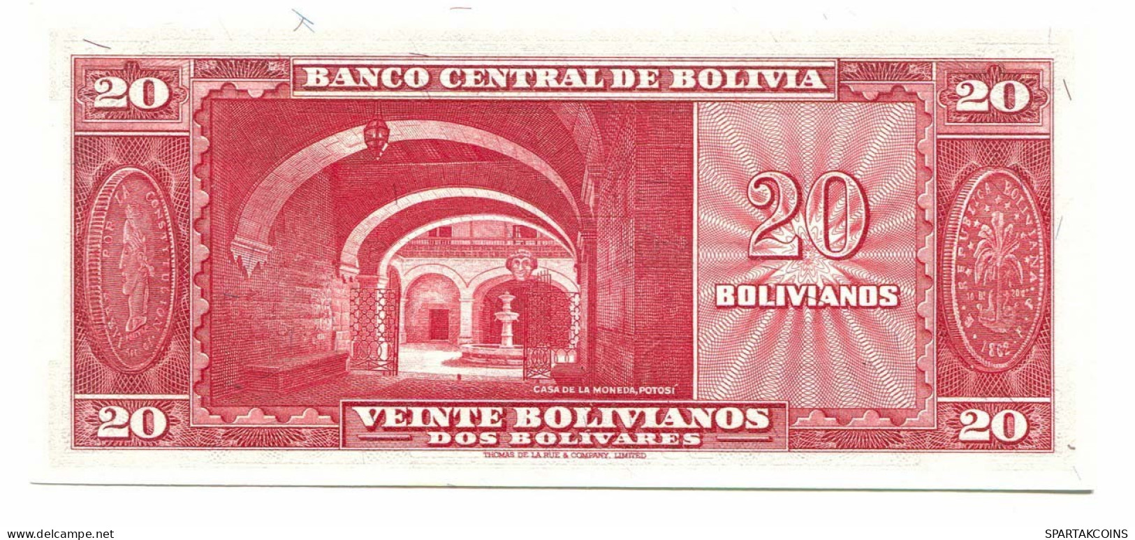 BOLIVIA 20 BOLIVIANOS 1945 SERIE P AUNC Paper Money Banknote #P10798X.4 - [11] Emissions Locales
