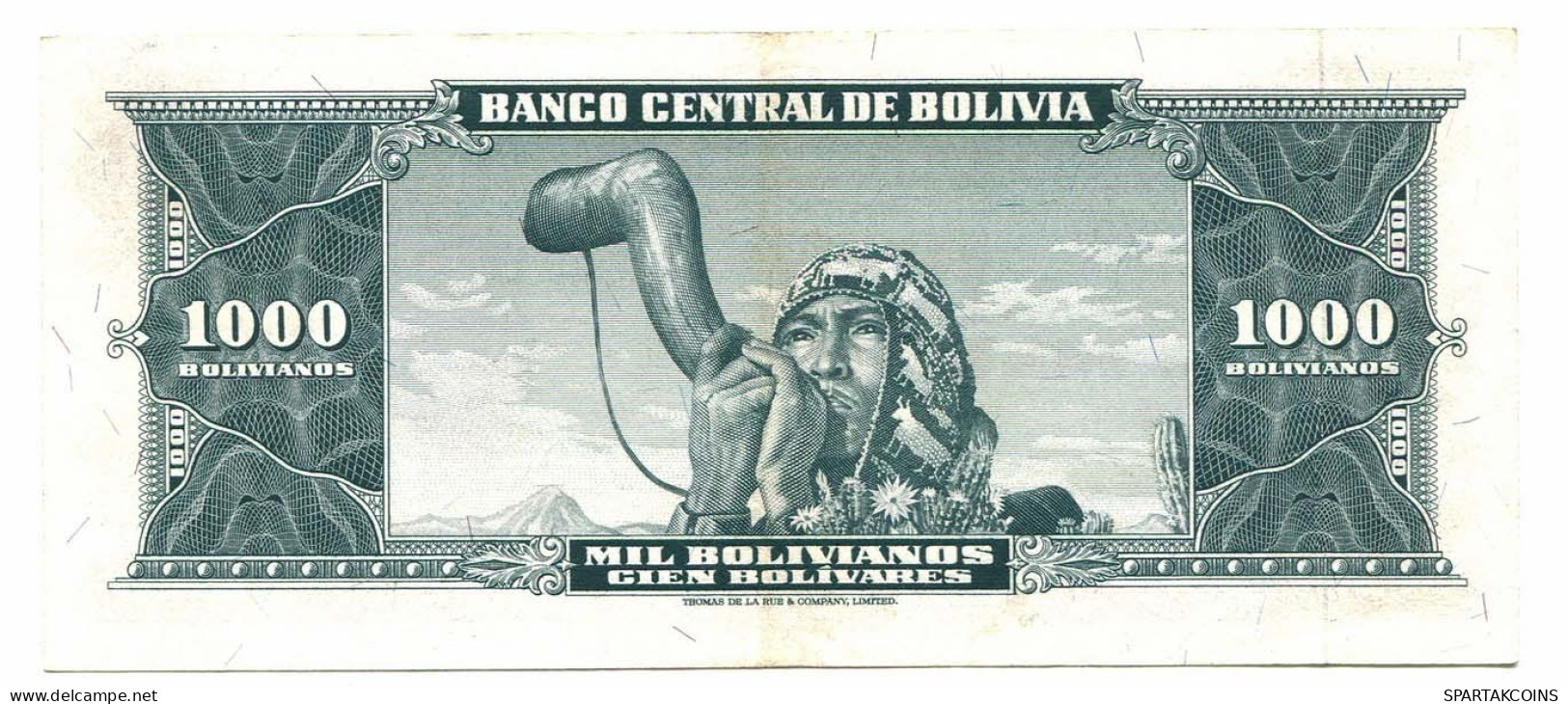 BOLIVIA 1000 BOLIVIANOS 1945 SERIE L AUNC Paper Money Banknote #P10806.4 - [11] Emissioni Locali