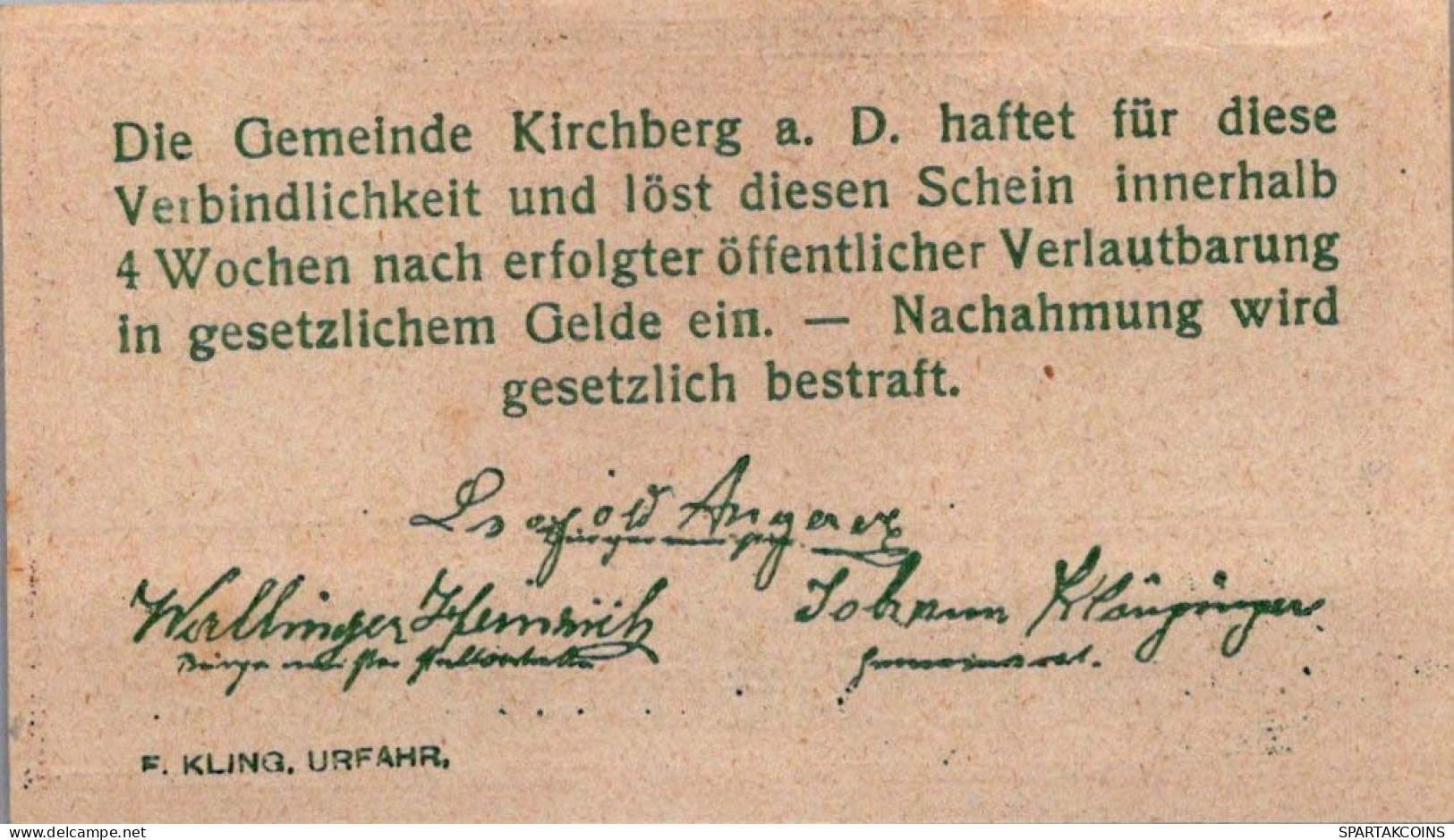 99 HELLER 1920 Stadt KIRCHBERG AN DER DONAU Oberösterreich Österreich #PD711 - Lokale Ausgaben