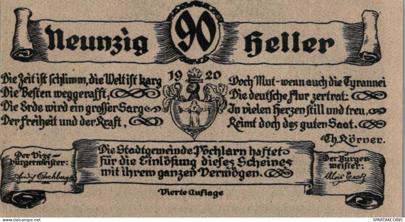 90 HELLER 1920 Stadt PoCHLARN Niedrigeren Österreich UNC Österreich Notgeld #PH477 - [11] Local Banknote Issues