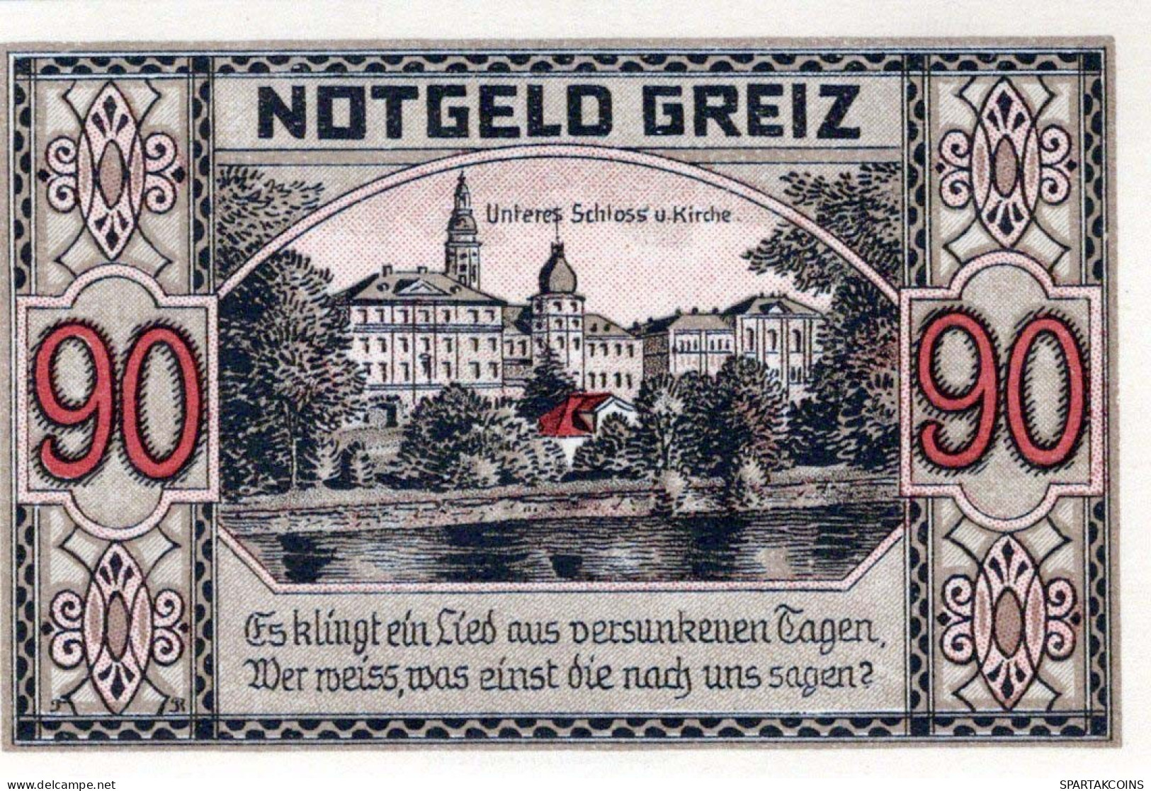 90 PFENNIG 1921 Stadt GREIZ Thuringia UNC DEUTSCHLAND Notgeld Banknote #PH700 - [11] Local Banknote Issues