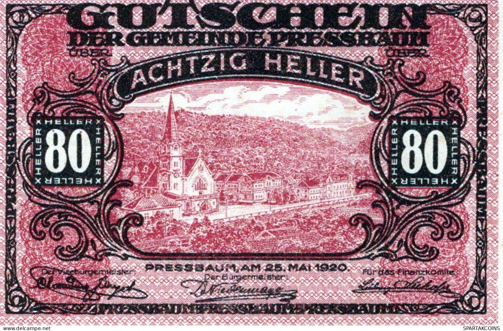 80 HELLER 1921 Stadt PRESSBAUM Niedrigeren Österreich Notgeld Papiergeld Banknote #PG992 - Lokale Ausgaben