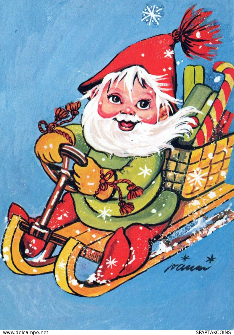 PAPÁ NOEL Feliz Año Navidad Vintage Tarjeta Postal CPSM #PBL165.ES - Santa Claus