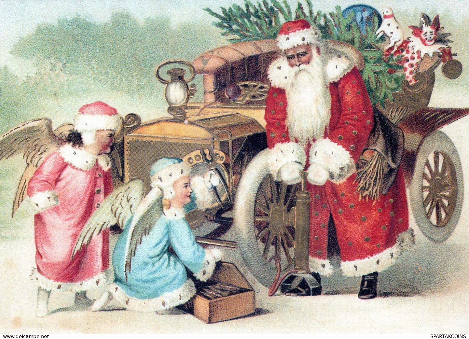 PAPÁ NOEL Feliz Año Navidad Vintage Tarjeta Postal CPSM #PBB102.ES - Santa Claus