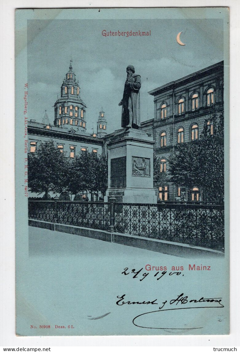 54 - Gruss Aus MAINZ - Gutenbergdenkmal*1900* *carte Lumineuse* - Mainz