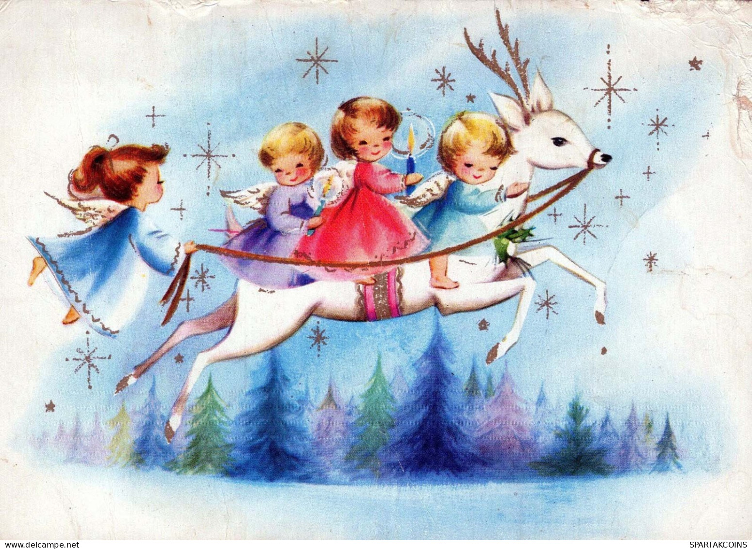 ÁNGEL Feliz Año Navidad Vintage Tarjeta Postal CPSM #PAS750.ES - Anges