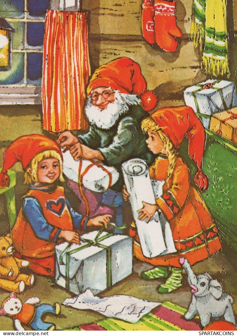 PAPÁ NOEL NIÑO NAVIDAD Fiesta Vintage Tarjeta Postal CPSM #PAK288.ES - Santa Claus