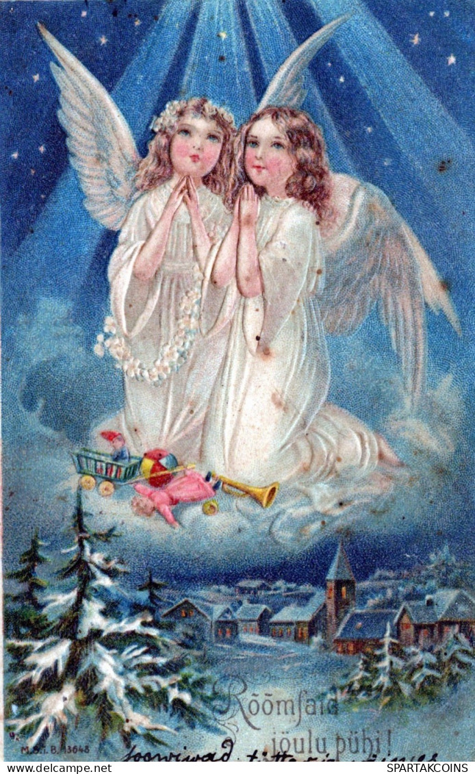 1907 ANGEL CHRISTMAS Holidays Vintage Antique Old Postcard CPA #PAG672.GB - Angeli