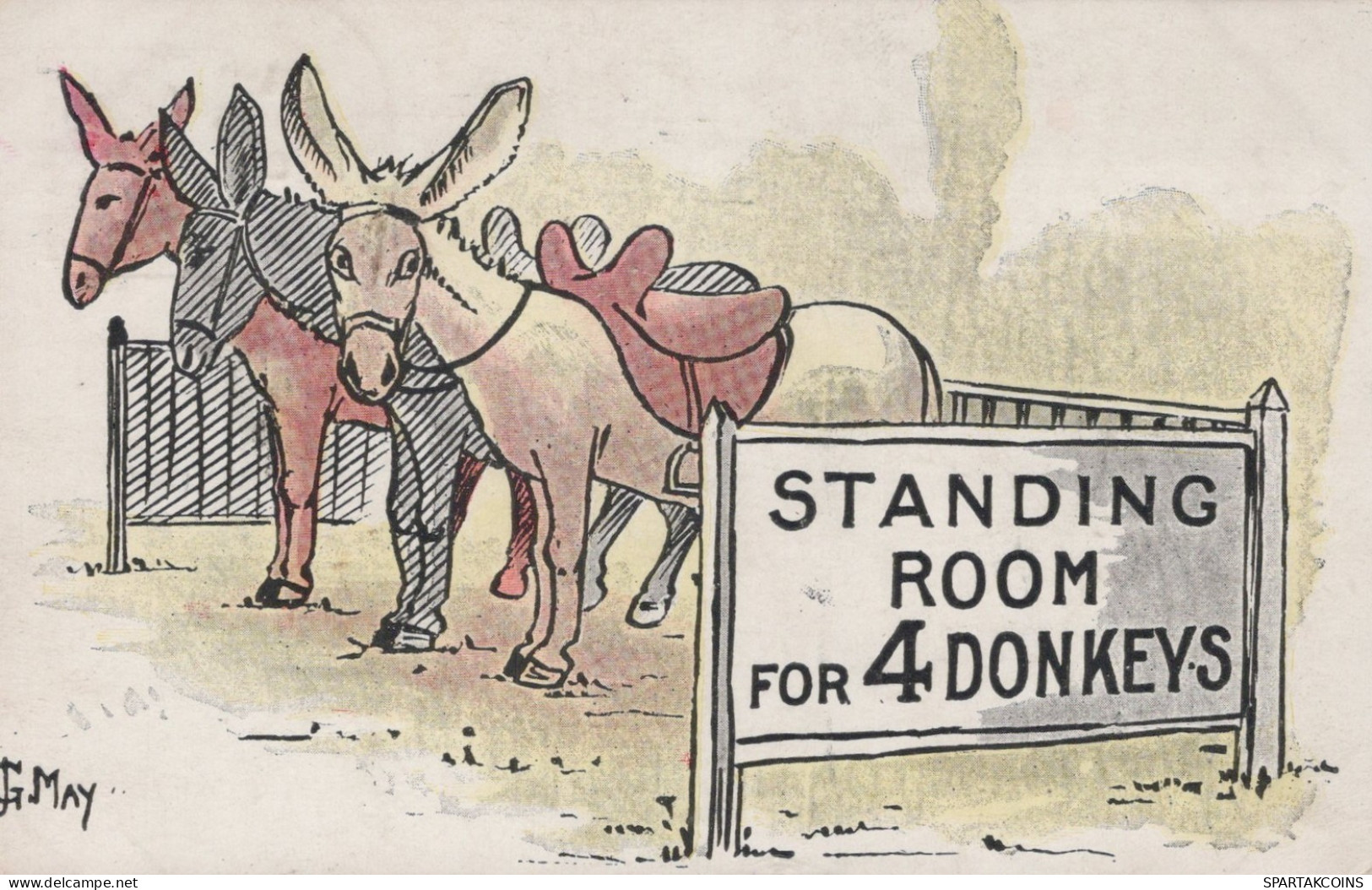 DONKEY Animals Vintage Antique Old CPA Postcard #PAA306.GB - Donkeys