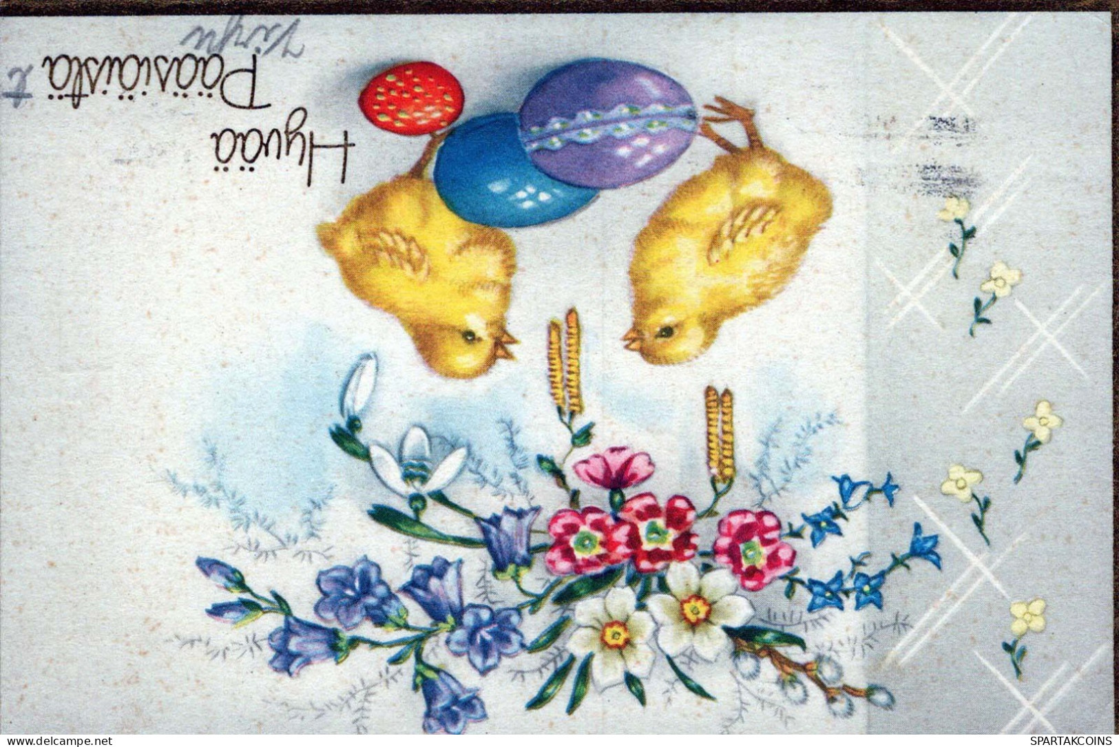 EASTER CHICKEN EGG Vintage Postcard CPA #PKE415.GB - Easter