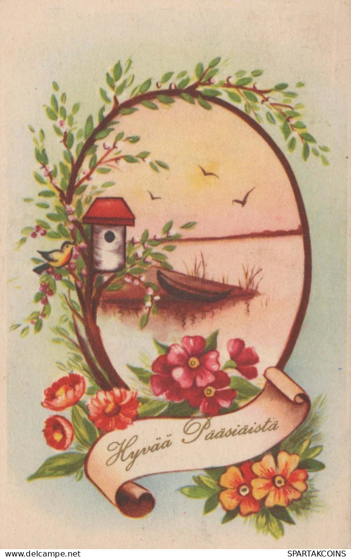 EASTER FLOWERS Vintage Postcard CPA #PKE164.GB - Ostern