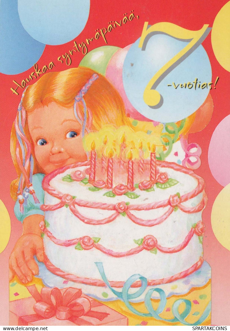 HAPPY BIRTHDAY 7 Year Old GIRL CHILDREN Vintage Postal CPSM #PBT790.GB - Compleanni