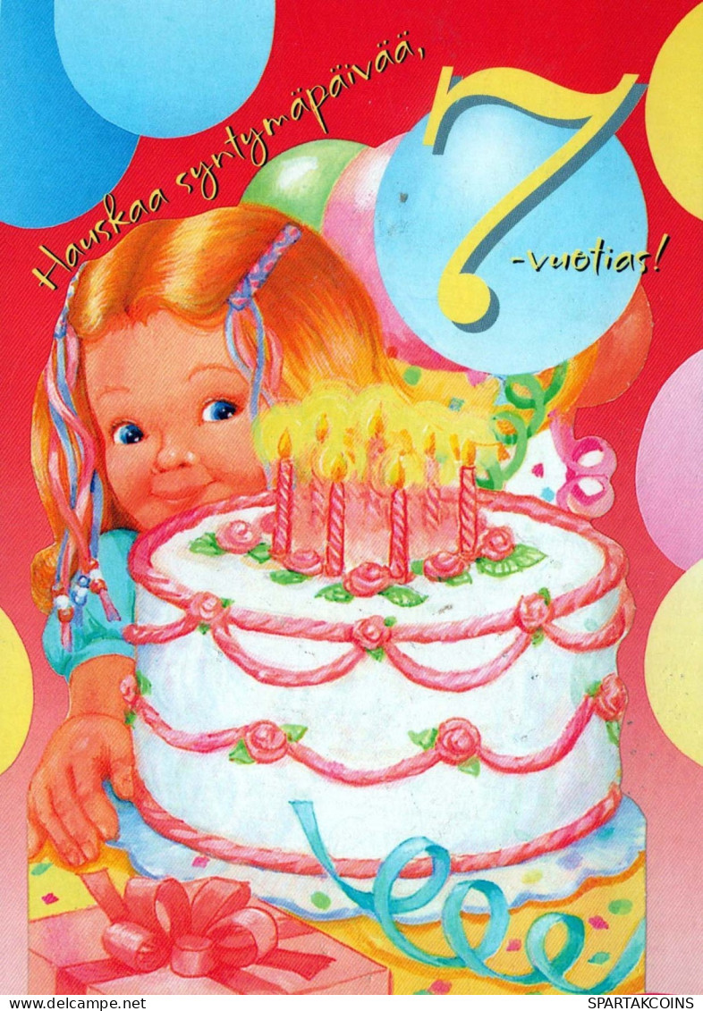 HAPPY BIRTHDAY 7 Year Old GIRL CHILDREN Vintage Postal CPSM #PBT790.GB - Compleanni